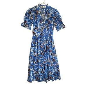 Diane Von Furstenberg Erica Blue Floral Print Maxi Dress. Size 0